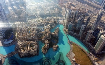 Looking down at the Burj Khalifa Lake.