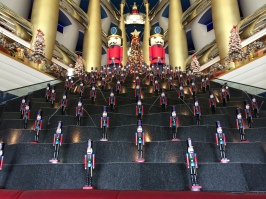 An army of nutcrackers awaited us inside the lobby of the Burj Al Arab. Luckily, they were only a display, or else nuts everywhere would have fled before their might.